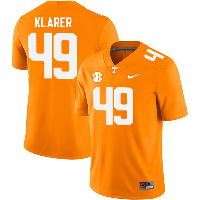 Tennessee Volunteers #49 Rudy Klarer College Football Jerseys Stitched Sale-Orange